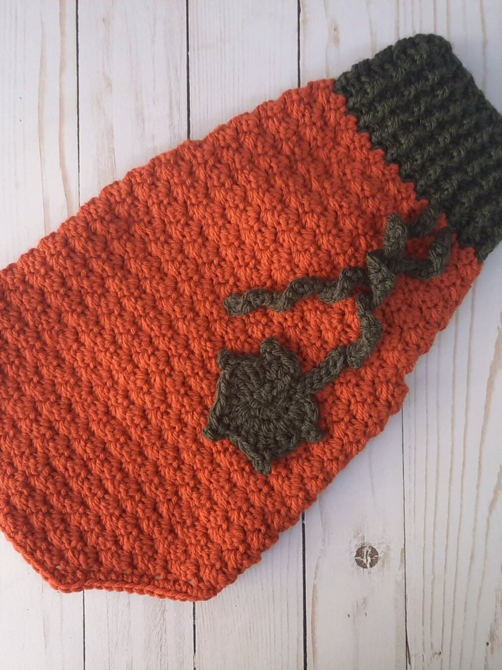 Handmade Crocheted Pumpkin Dog Coat (Size Small)